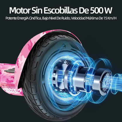 Mirrend T1 Patinete Eléctrico Hoverboard Eléctrico Bluetooth RGB Luz LED 4.4Ah Para Niños Rosa