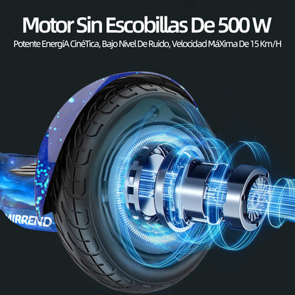 Mirrend T1 Patinete Eléctrico Hoverboard Eléctrico Bluetooth RGB Luz LED 4.4Ah Para Niños Azul Estrellado