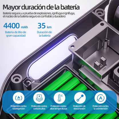 Mirrend T1 Patinete Eléctrico Hoverboard Eléctrico Bluetooth RGB Luz LED 4.4Ah Para Niños Azul Estrellado