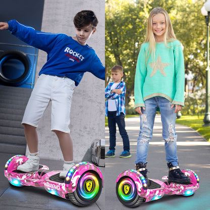 Mirrend T1 Patinete Eléctrico Hoverboard Eléctrico Bluetooth RGB Luz LED 4.4Ah Para Niños Rosa