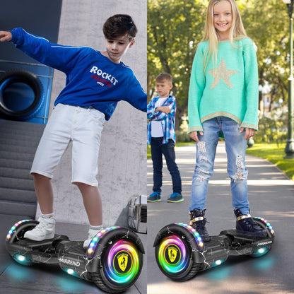 Mirrend T1 Patinete Eléctrico Hoverboard Eléctrico Bluetooth RGB Luz LED 4.4Ah Para Niños Negro Relámpago